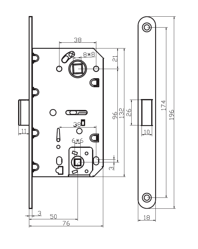 Защелка LBM 5096 pl Black  (RENZ) 